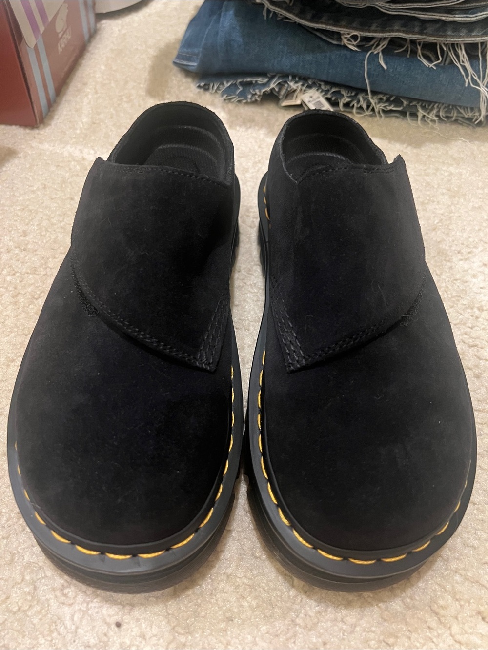 Dr. Martens Women’s Zebzag Slip-On Shoes with Yellow Stitch Detail
